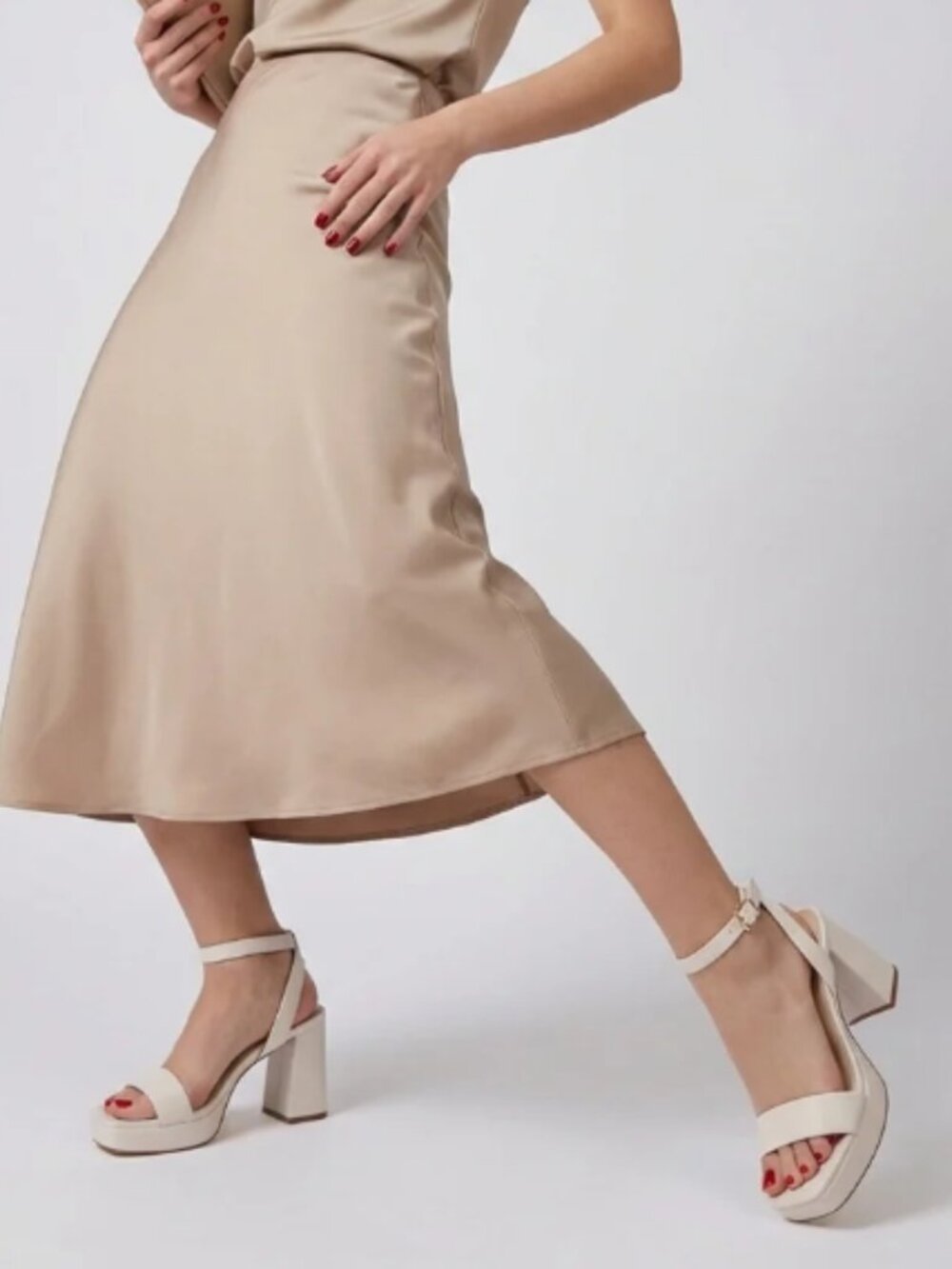 Cushionaire Nude Patent Platform Dress Sandals